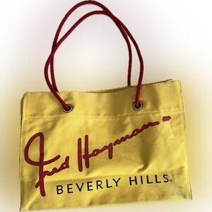 Fred Hayman Beverly Hills Canvas Shopper Tote Bag— Vintage —Vibrant Yellow & Red